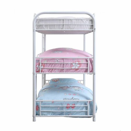 HOMEROOTS 57 x 79 x 74 in. White Metal Triple Full Bunk Bed 347210